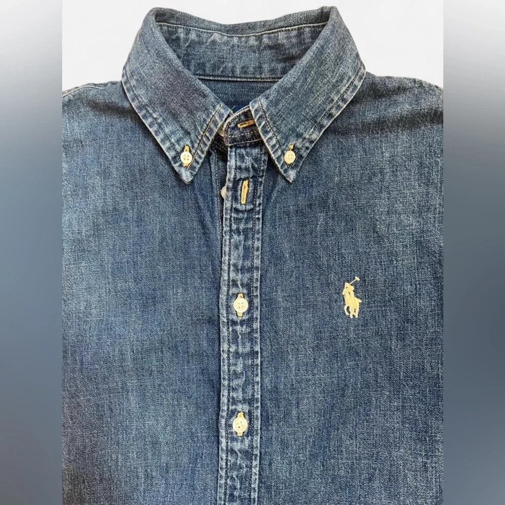 Ralph Lauren Blue Denim Button-Front Shirt Dress Preppy Women’s Size XS - Picture 5 of 6